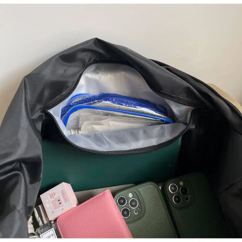 DuffleBag سعة كبيرة من النايلون المقاوم للماء مع حزام كتف من الجلد، أمتعة متينة لرحلة العمل وصالة الألعاب الرياضية والسفر #6