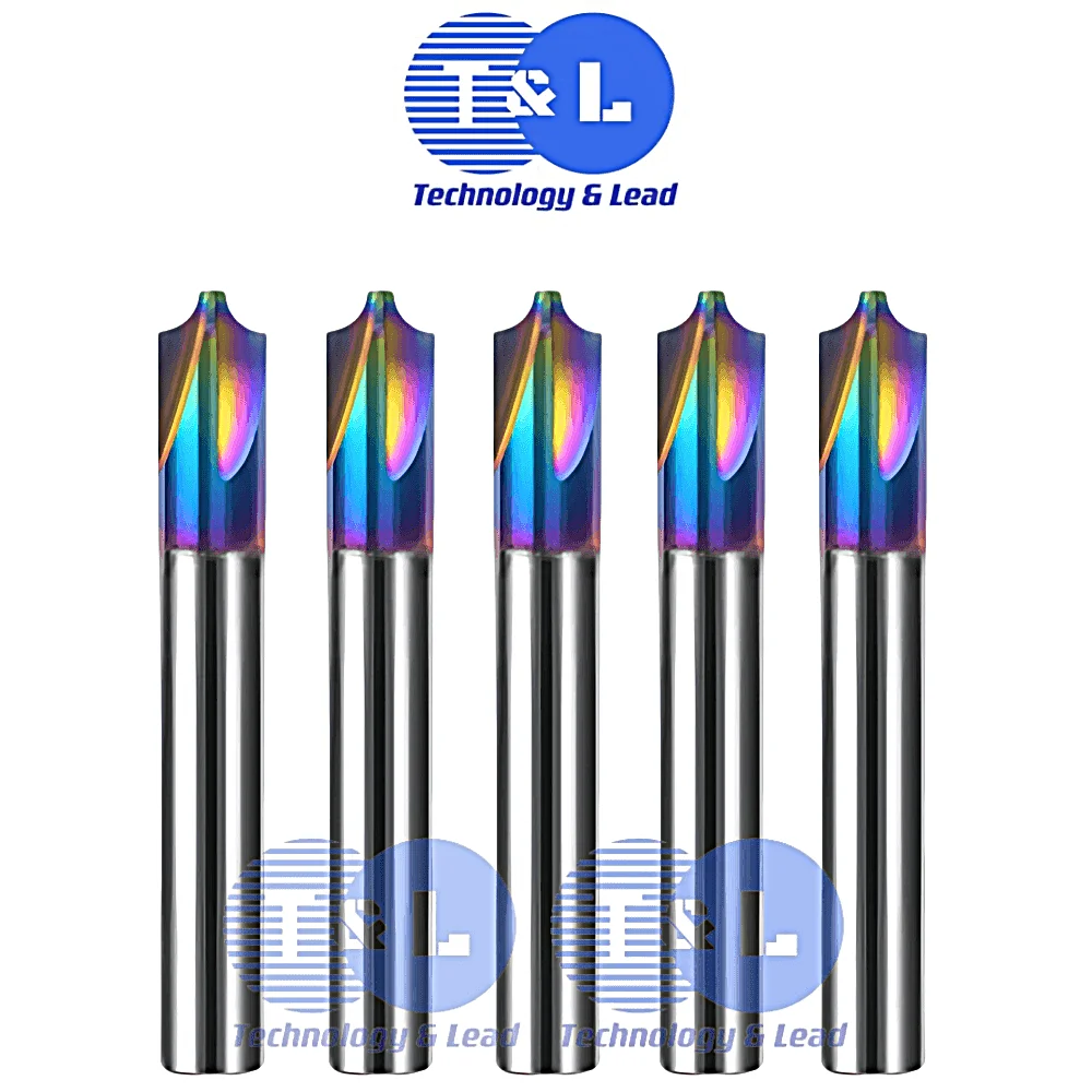 T&L Tungsten Steel Colorful Coating HRC53 4-Flute Internal R Milling Cutter For Aluminum CNC Machining Center End Mill Tools