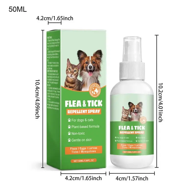 Spray anti-mouche pour animaux de compagnie, efficace, répulsif pour animaux de compagnie, araignée, chien, démontage, intérieur, sûr à utiliser pour garder la peau en bonne santé, 50ml