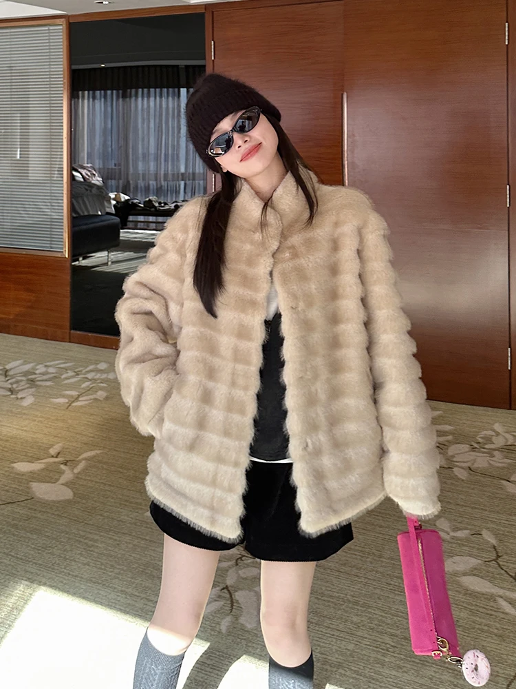 

Зимняя верхняя одежда из искусственного меха и хлопка, имитирующая натуральный мех, в корейском стиле...