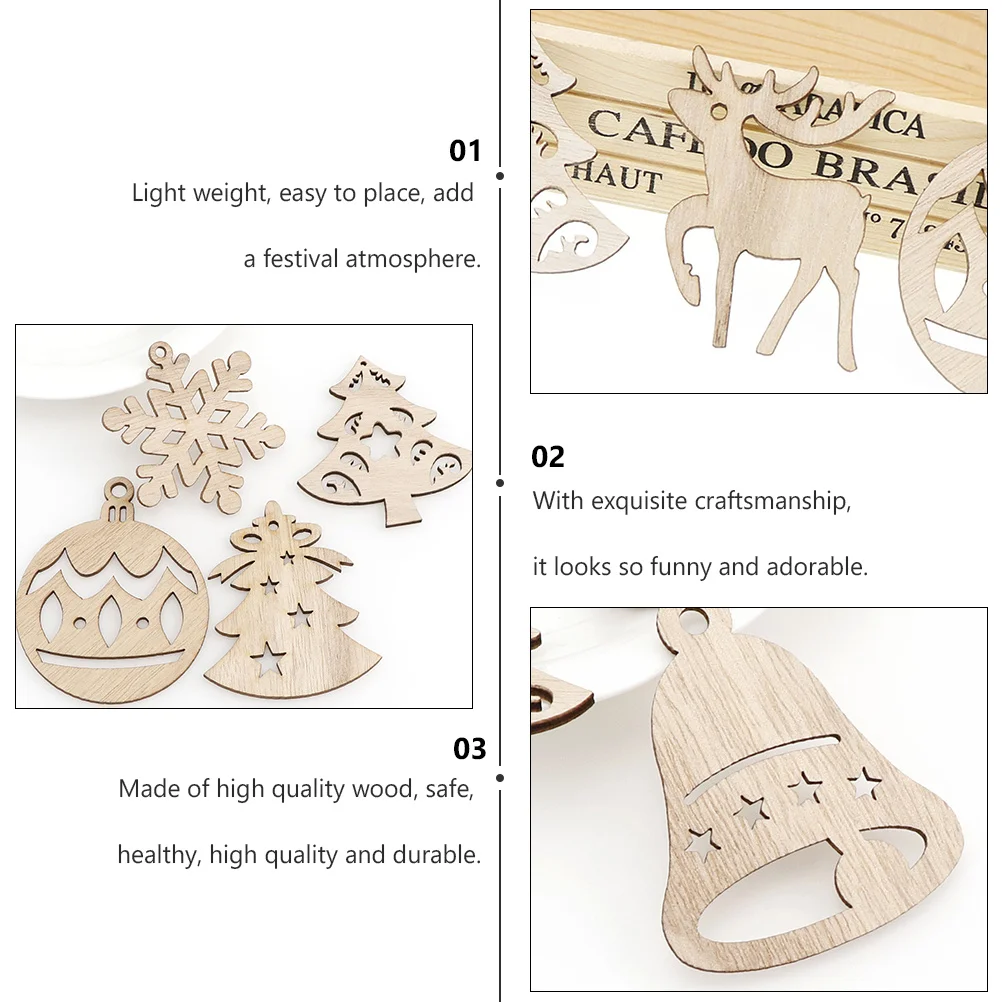 

20Pcs Wooden Christmas Decorations Safe Healthy Festive Hanging Pendants Home Gift Hanging Wooden Tag Christmas Pendants