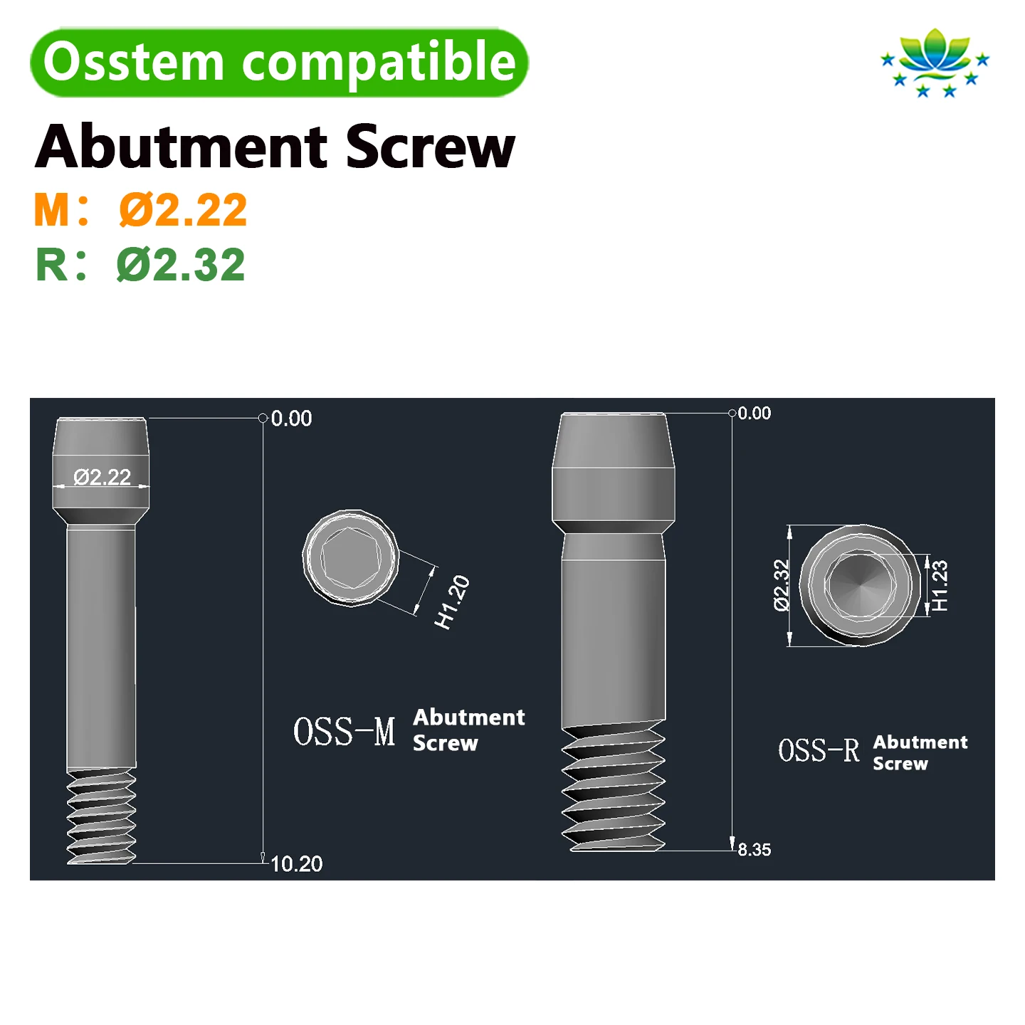 OEM ODM Osstem Compatible Ti Abutment Screws Internal Hex Titanium Screw Dental Implant Component Grade 5 Verified Supplier