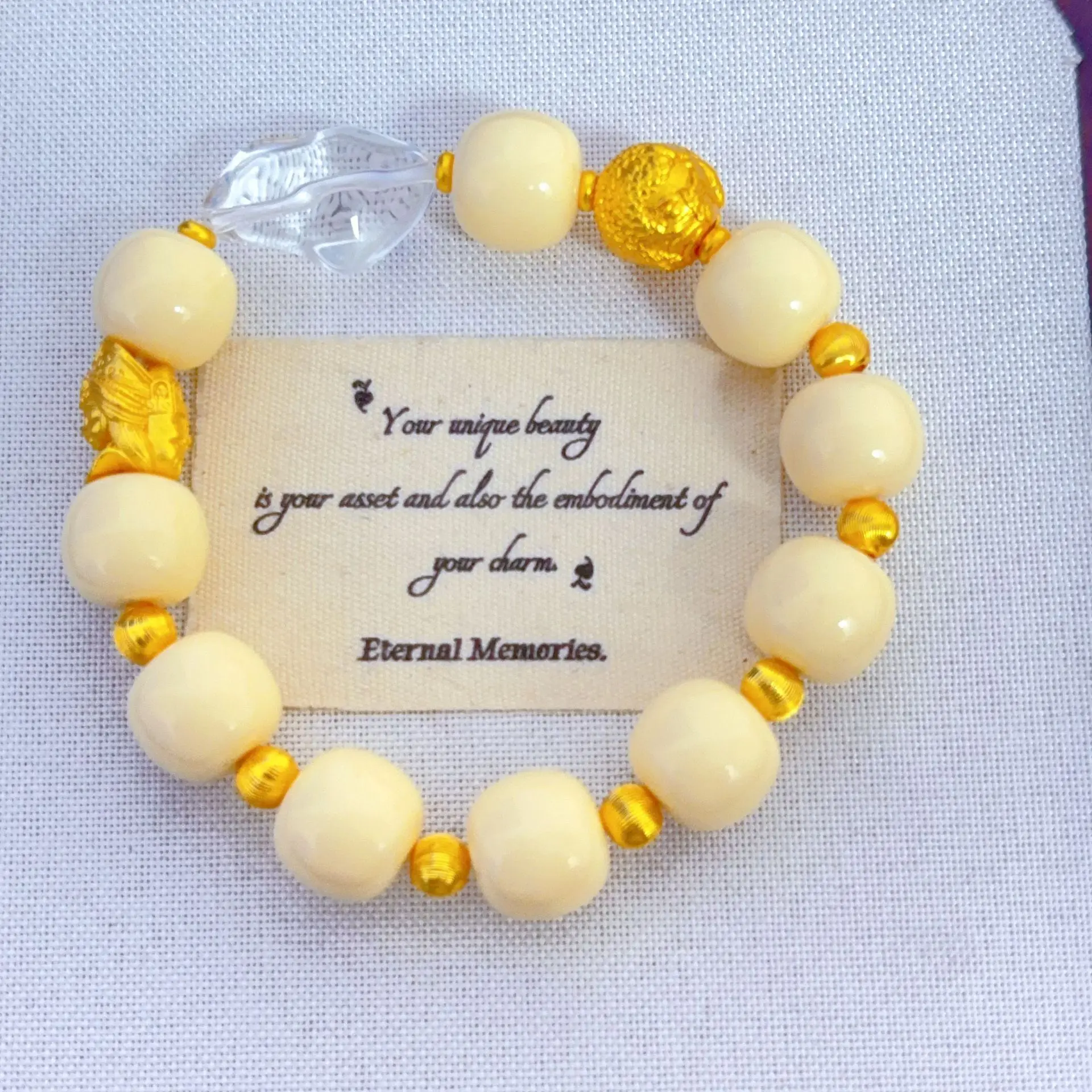

Plated Real Gold Color Preservation Ancient French Sand Gold Cat Eyes Ivory Dragon Beads Zakirim Past And Present Girls Gift