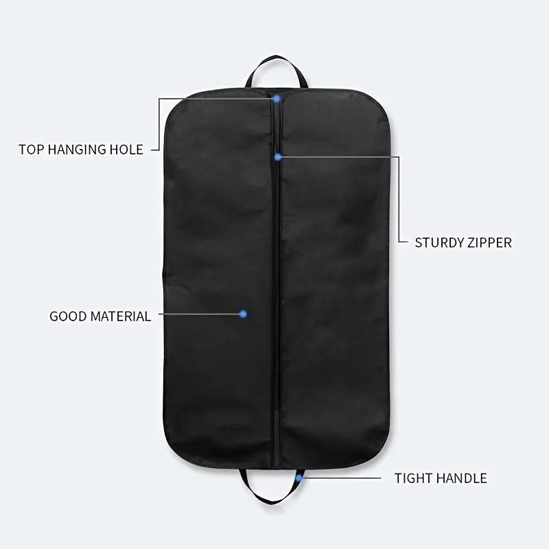 Foldable Black Suit Garment Cover with Handles, Dust-Proof Protector, Ideal for Business Trip & Travel Clothes Storage - view 4
