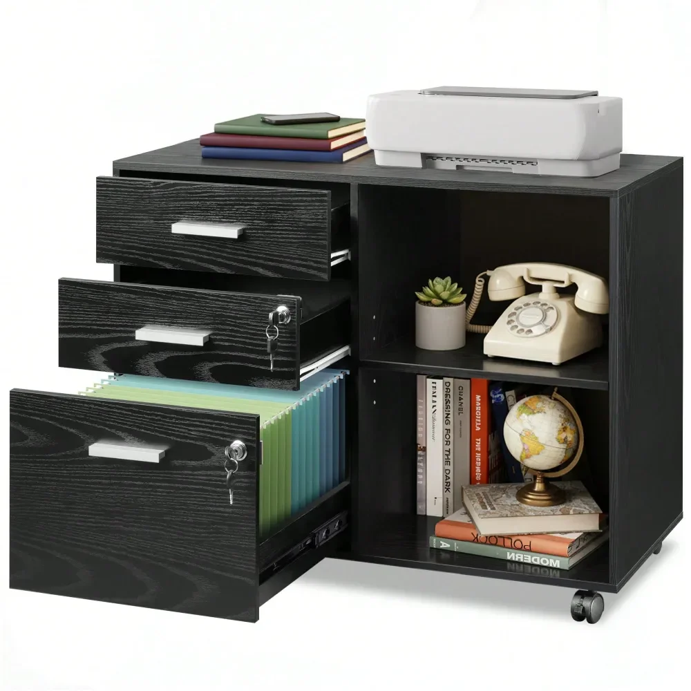 

Office Storage Cabinets And ShelvingLocking File Cabinet, Mobile Lateral Filing Cabinet, Printer Stand With Open Storage Shelves