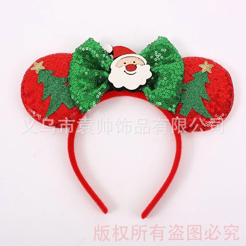 عيد الميلاد Kawaii B ديزني ميكي ماوس بريق القوس الزخرفية عقال مقاطع الشعر اللعب الملحقات للفتيات الهدايا #2