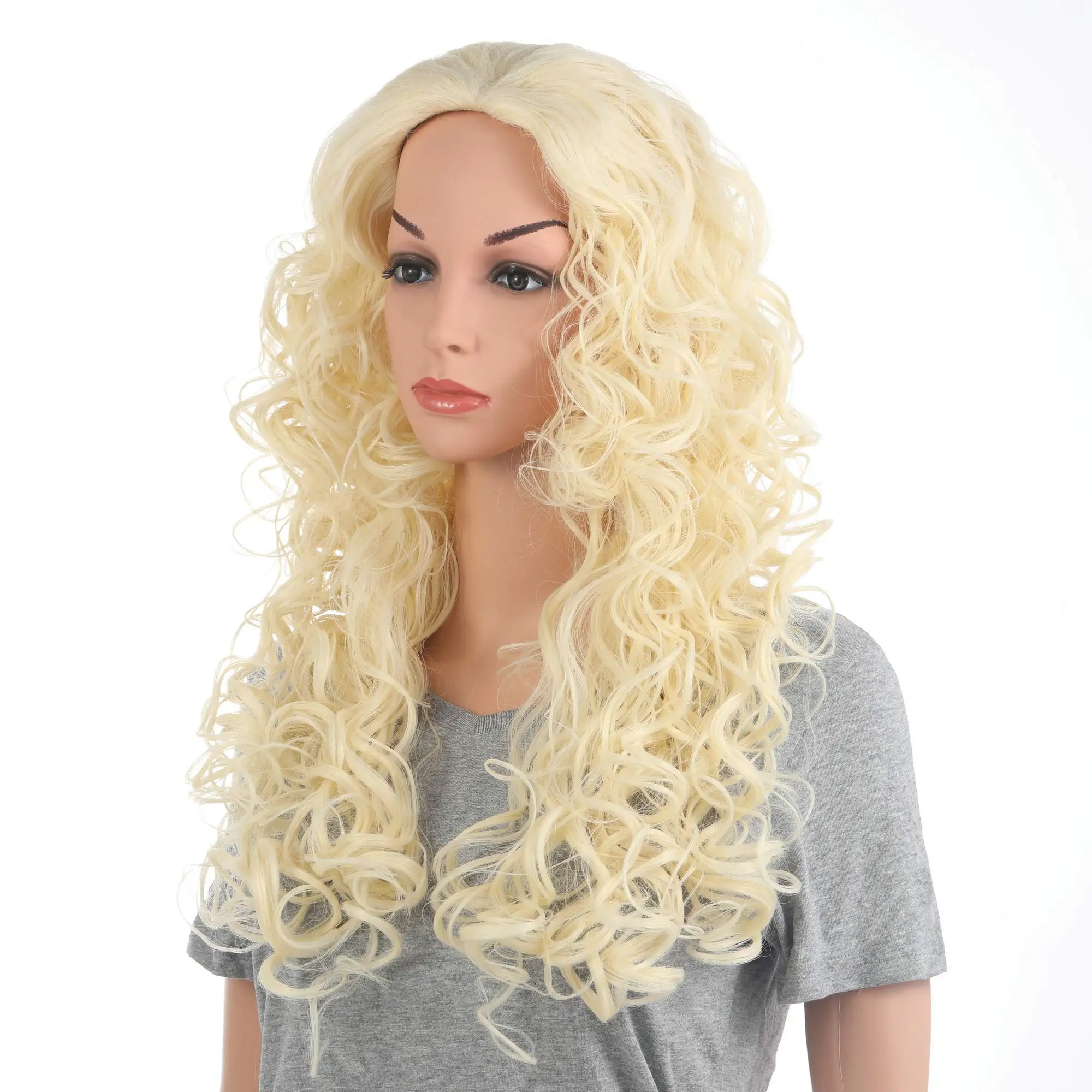 Long Curly Synthetic Lace Front Wig Long Blonde Lace Wigs Kinky Curly Synthetic Hair Lace Front Wig Heat Resistant