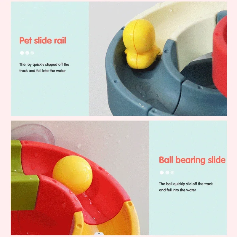 Baby Bath Toys DIY Assembled Slide Tracks Pipeline Ducks Bathroom Bathtub Play Rainbow Shower Tracks Water Educational Toys Gift