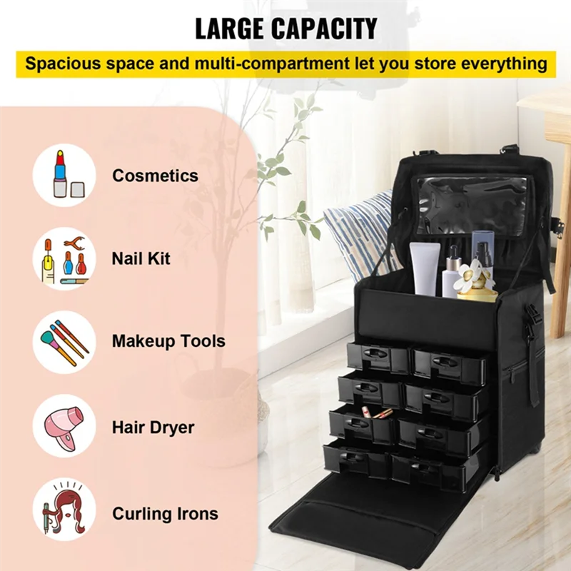 Professional Cosmetic Case Trolley Ladies Cosmetic Storage Bag Luggage Bag Detachable Nail Beauty Tattoo Suitcase