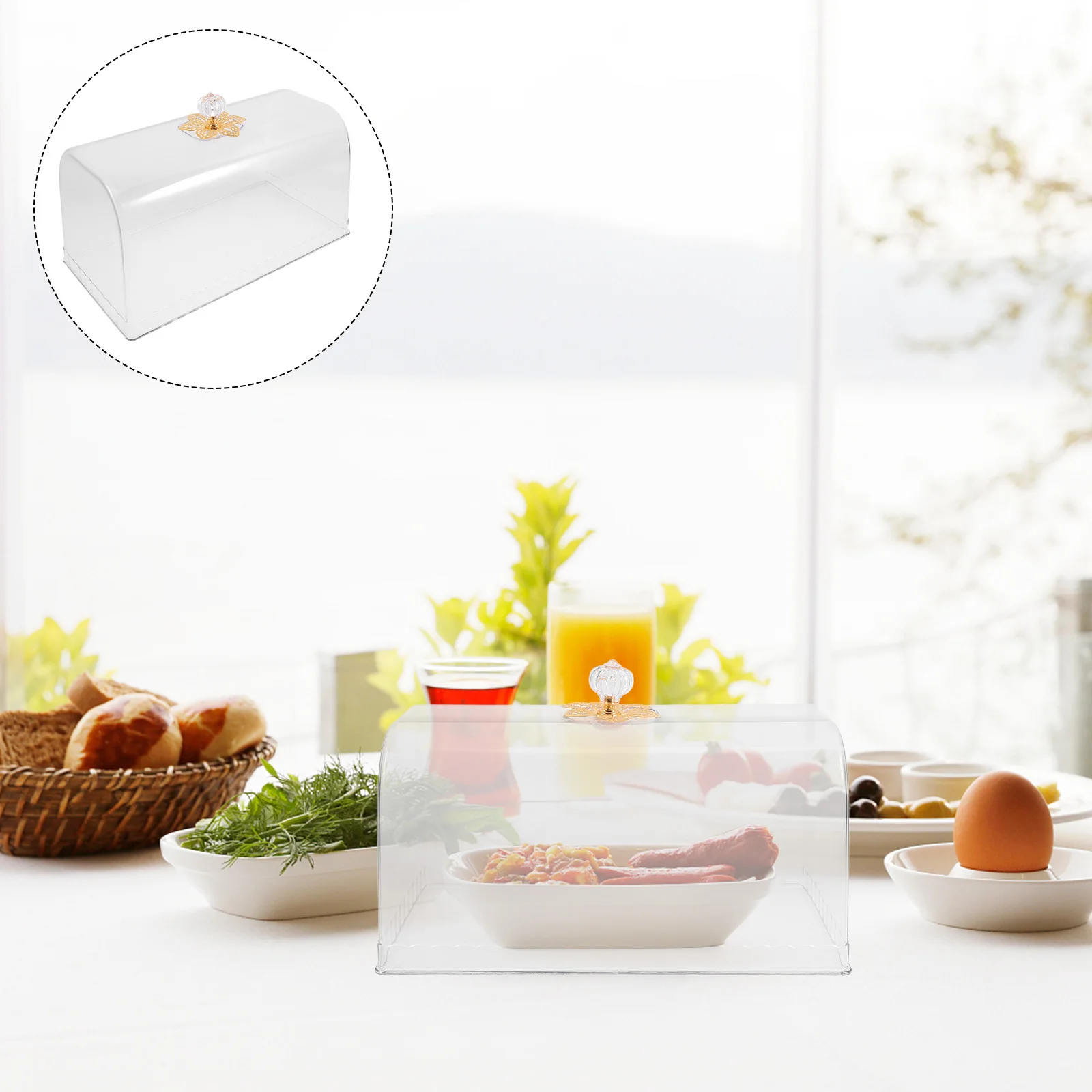 

Rectangle Clear Cake Dome Reusable Plastic Food Cover Transparent Stylish Lid for Dessert Tray Cake Preservation