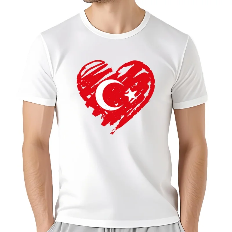 Camisetas con estampado de I Love Turkey para hombre y mujer, ropa informal de moda, 100% algodón, holgada, de gran ta