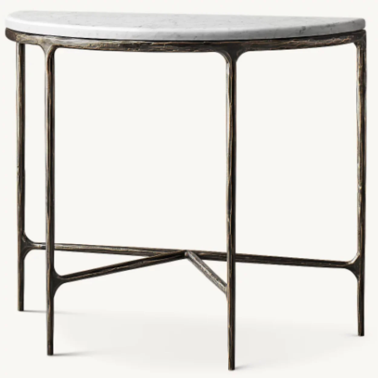 # Popular Half Circle Marble Top Forged Metal Base Coffee Tables for Home Decor