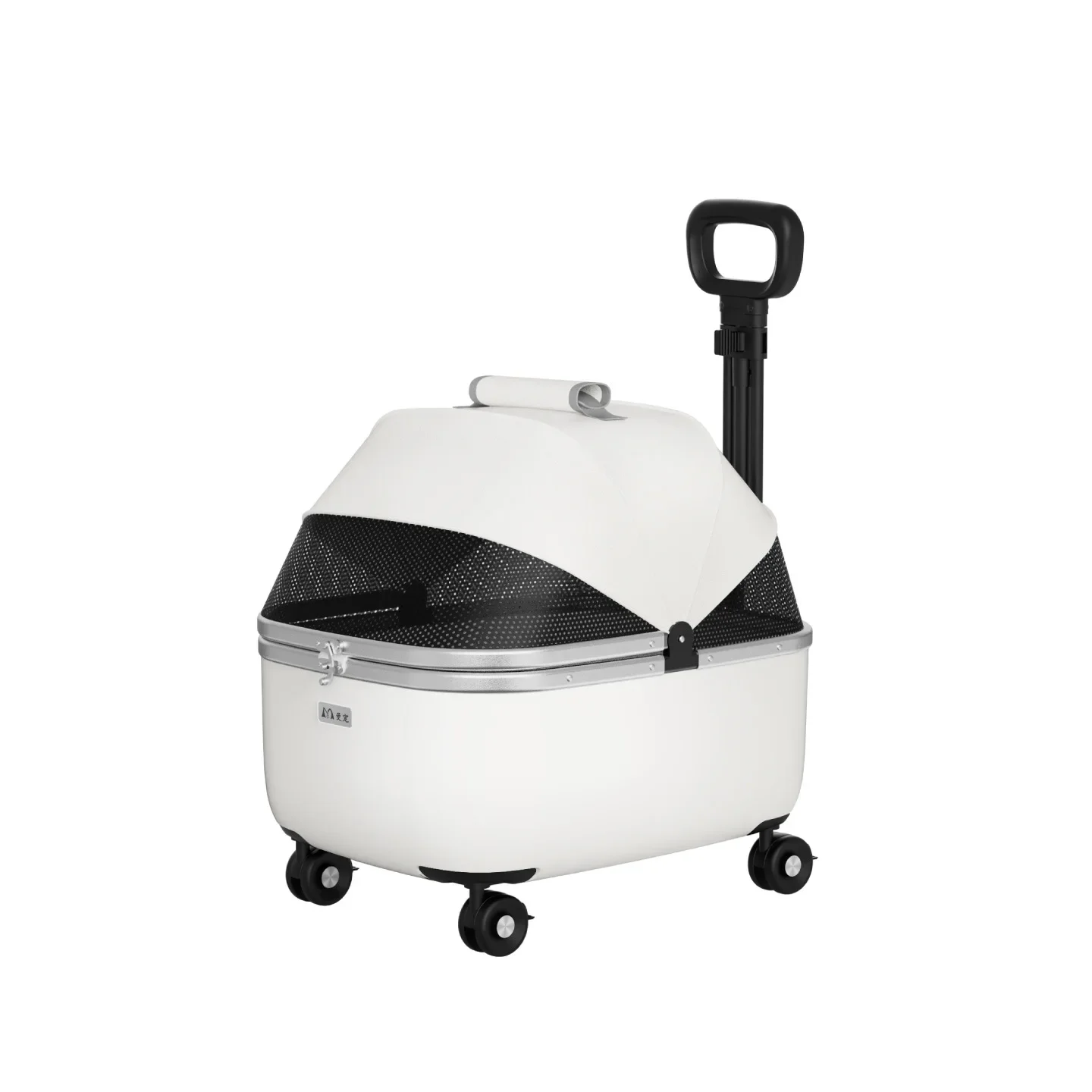aPortable Steel & PC Pet Trolley Stroller with Sunshade 3kg Lightweight Travel Cart for Large Cats Small Dogs 4-Wheel