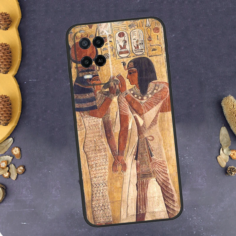 Egypt Pharaoh Mural Case For OPPO A74 A94 A54 A96 A76 A16 A17 A57 A77 A15 A5 A9 A31 A53 A52 A72 A91 A57s Cover