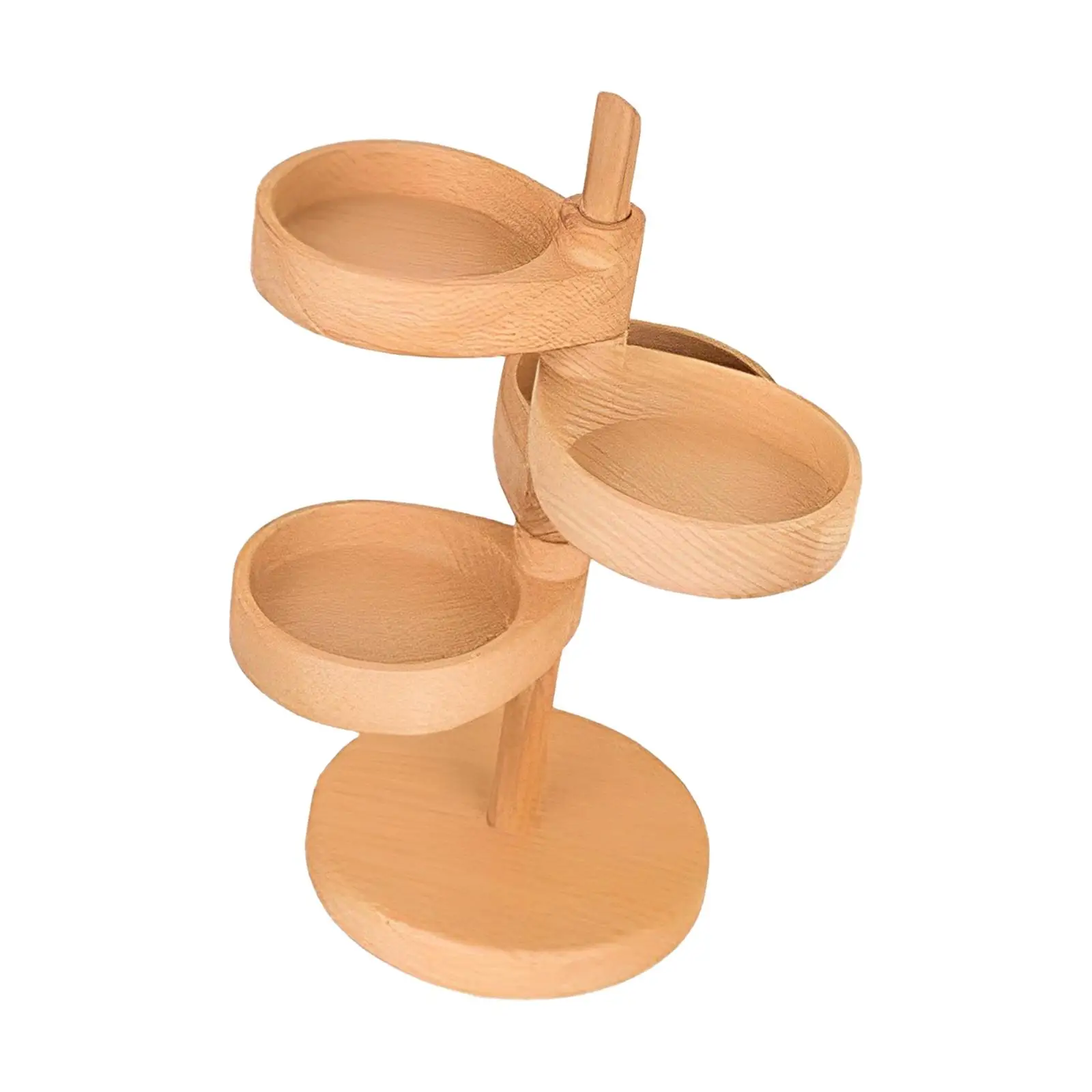 Wooden Rotating Jewelry Display Stand 4 Layer Round Organizer Shelf for Rings Necklaces Earrings Bracelets Showcase Storage Box