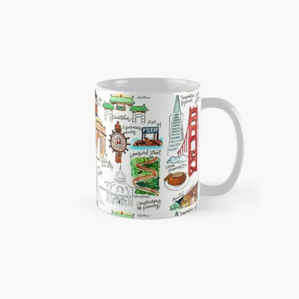 San Francisco Classic  Mug Cup Image Simple Coffee Tea Picture Printed Drinkware Handle Round Photo Gifts Design