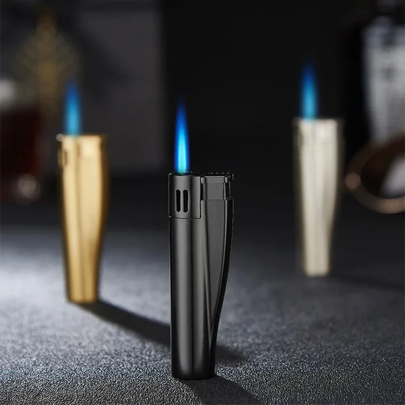 New Retro Portable Windproof Lighter Butane Gas Turbo Jet Torch Metal Lighter Cigarette Gadget Men\'s Gift Outdoor Camping Burner