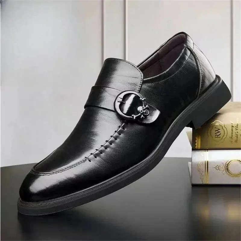 

New Autumn Men'S Leather Shoes Large Size 38-48, Anti-Slip Flat, Fashionable Business Casual Shoes, Formal Men'S Shoes