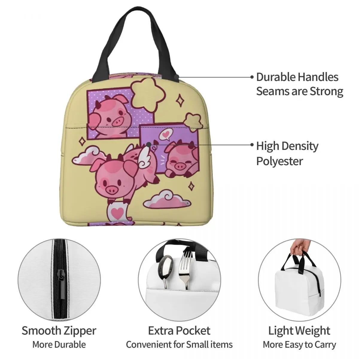 Fat Nugget Valentine Insulated Lunch Bag Cooler Bag Reusable Hazbin Hotels Portable Tote Lunch Box for Men Women School Picnic