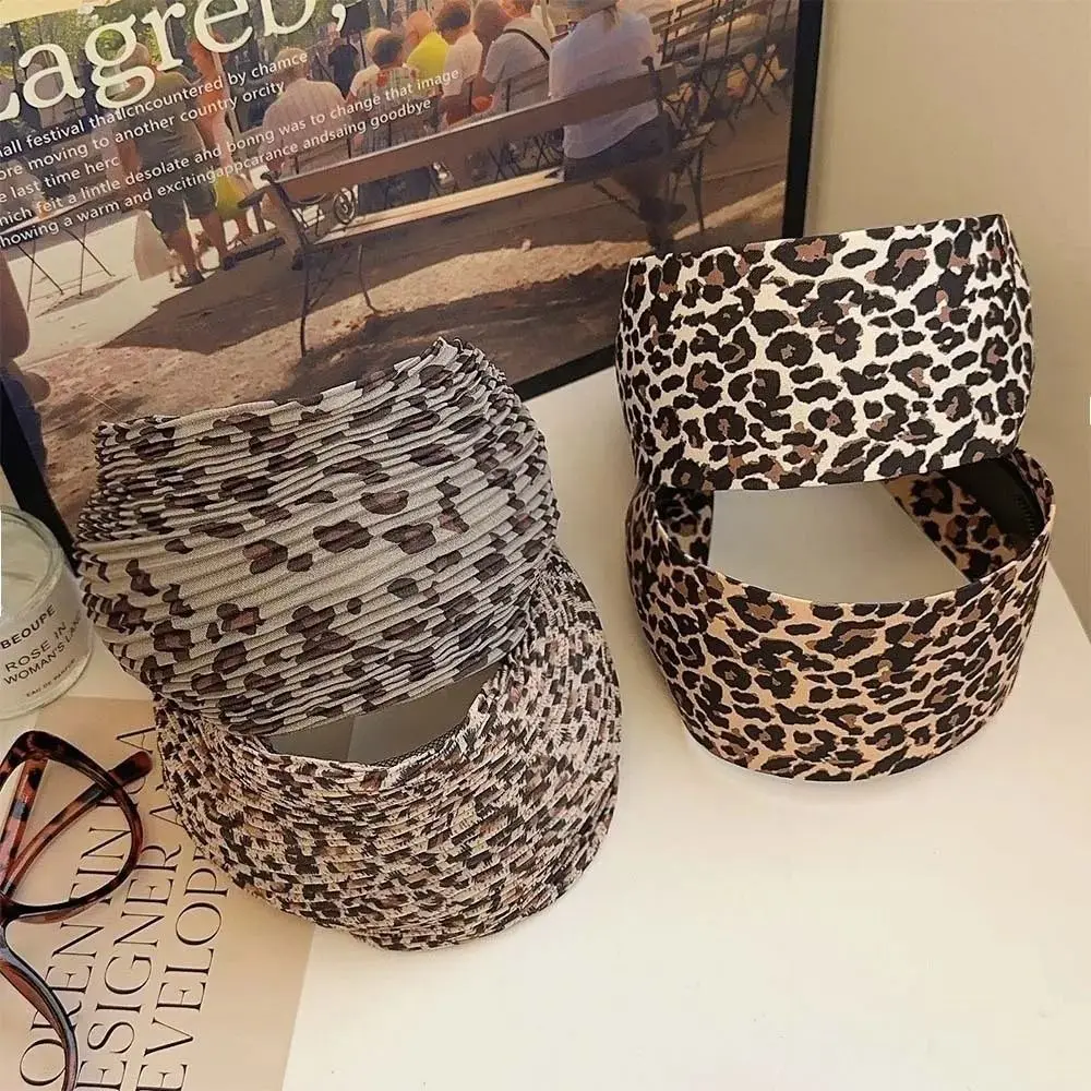 

New High End Ultra Wide Headbands Fashion Autumn Winter Hair Accessories Leopard Print Fabric Trend Hair Band Hoop Women Girl