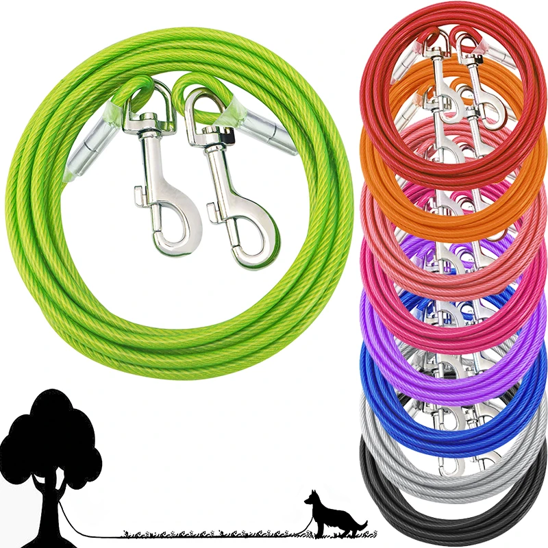 

Rotatable Hook 360° Anti-Rust Dog Chains Dual Aluminum Extra Durable Dog Tie Out Cable Heavy Duty