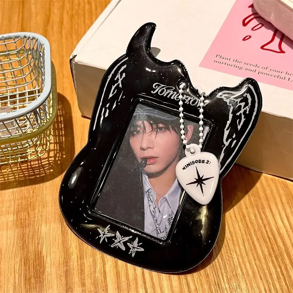 Cartoon Photocard Case Bag Keychain Idol Photos Protective Cover Guitar Photocard Bag Card Holder PVC Idol Photo Card Holder