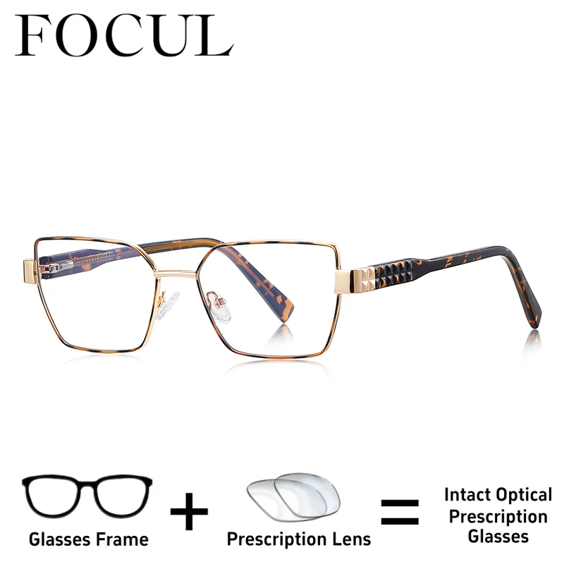 

FOCUL Trendy Metal Square Photochromic Myopia Eyeglasses Multifocal Glasses Women Customization Prescription Optical Eyewear