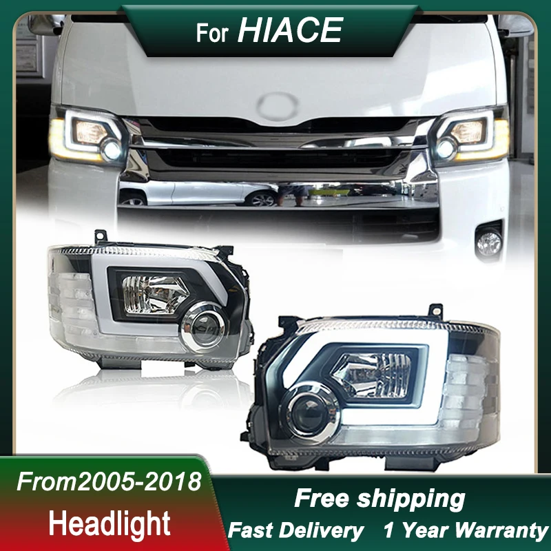 

Автомобильные фары для Toyota HIACE 2005-2018 в новом стиле, аксессуары для фар с динамическим сигналом