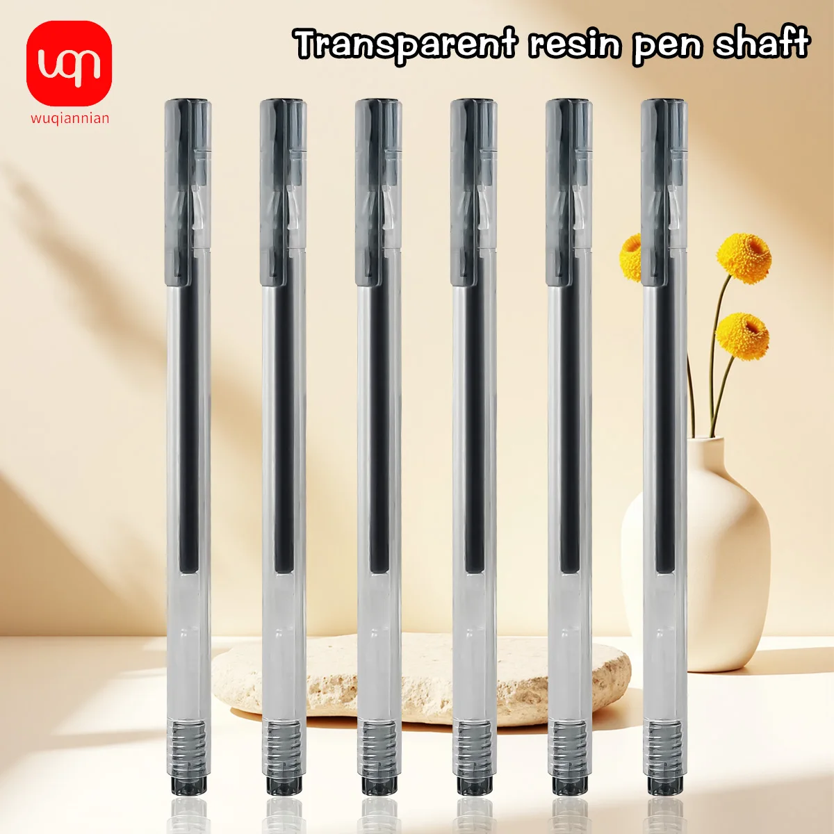 

WQN-3/6/12PCS 0.4MM Pen Tip Large Capacity Transparent Gel Pen Black Ink Smooth Writing for Exams, Signature, School, and Office