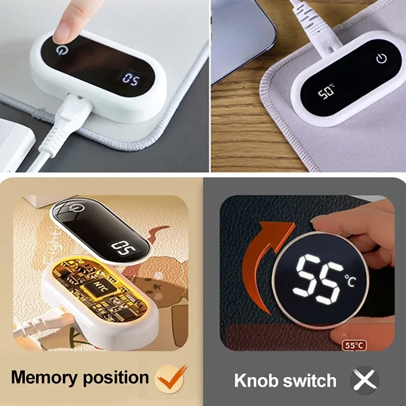 Warm Desk Pad 5 Heating Grade Desk Hand Warmer Touch Hand Control Heating Pad Gaming Mousepad for Computer Keyboard