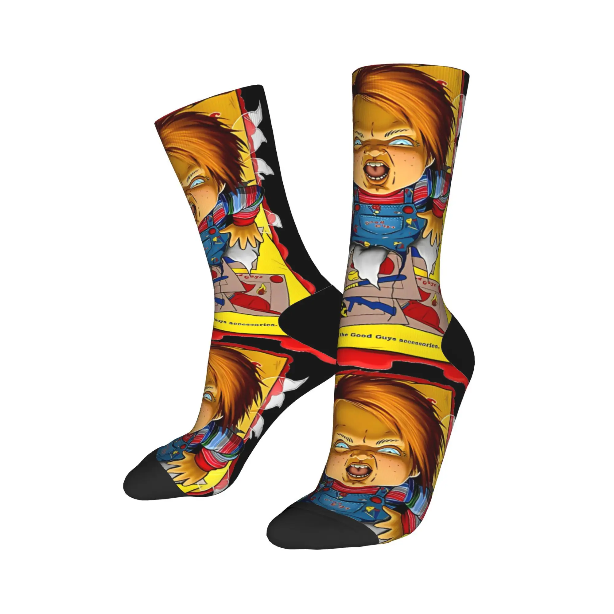 Autumn Winter Crazy Design Men's Women's Chucky Doll Socks  Non-slip Football Socks