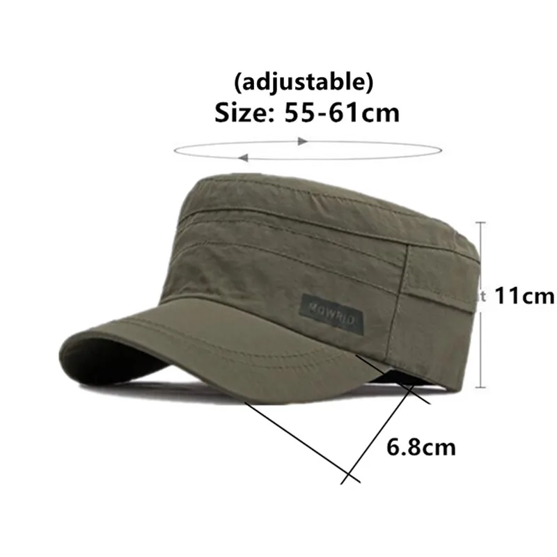 2023 New Spring Summer Men's Cap Vintage Breathable Military Hats Sunscreen Flat Caps For Men Camping Fishing Cap Snapback Cap