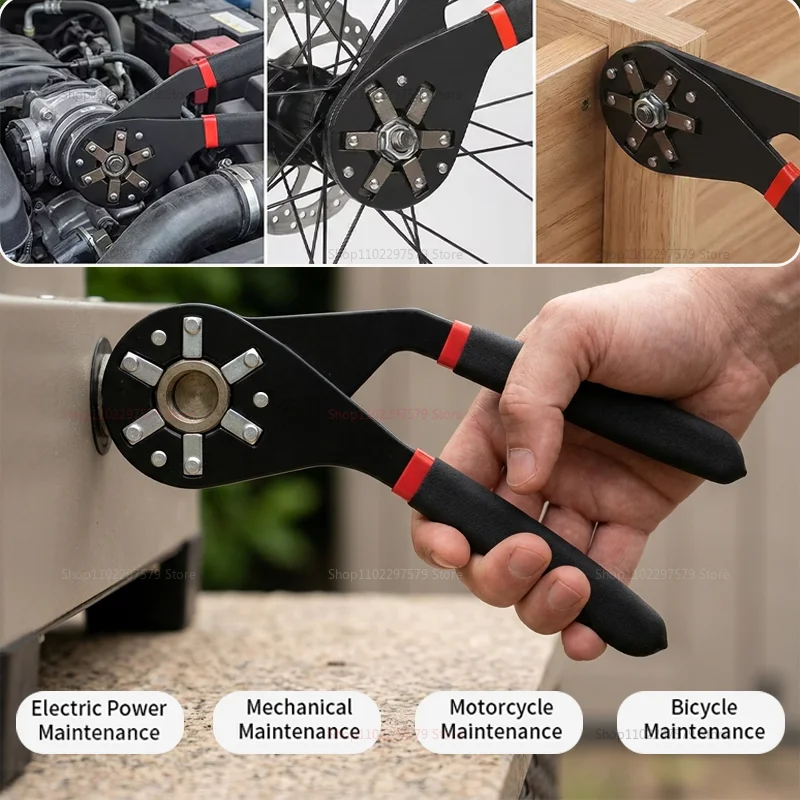 6/8 Inch Magic Wrench Household Maintenance Adjustable Twisting Hand Clamping Socket Outer Hexagonal Multifunctional Tool