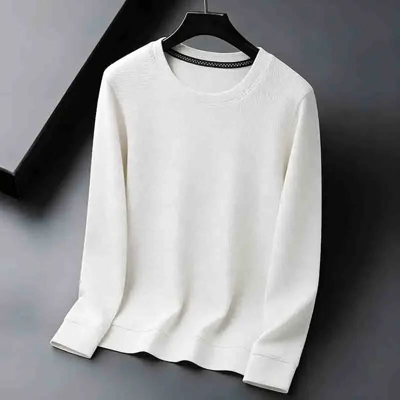 2026 New Arrival Men's Basic Solid Crew Neck Sweater Breathable Long Sleeve Knit Pullover view 5