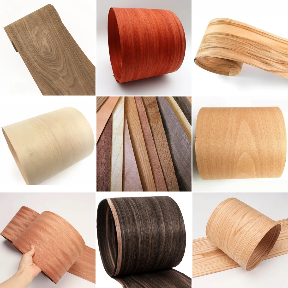 40+ Thick Cut Natural Wood Veneer (Walnut Oak Maple Cherry Sapele) for Furniture Guitar Inlay Marquetry Art DIY Cabinet Wall