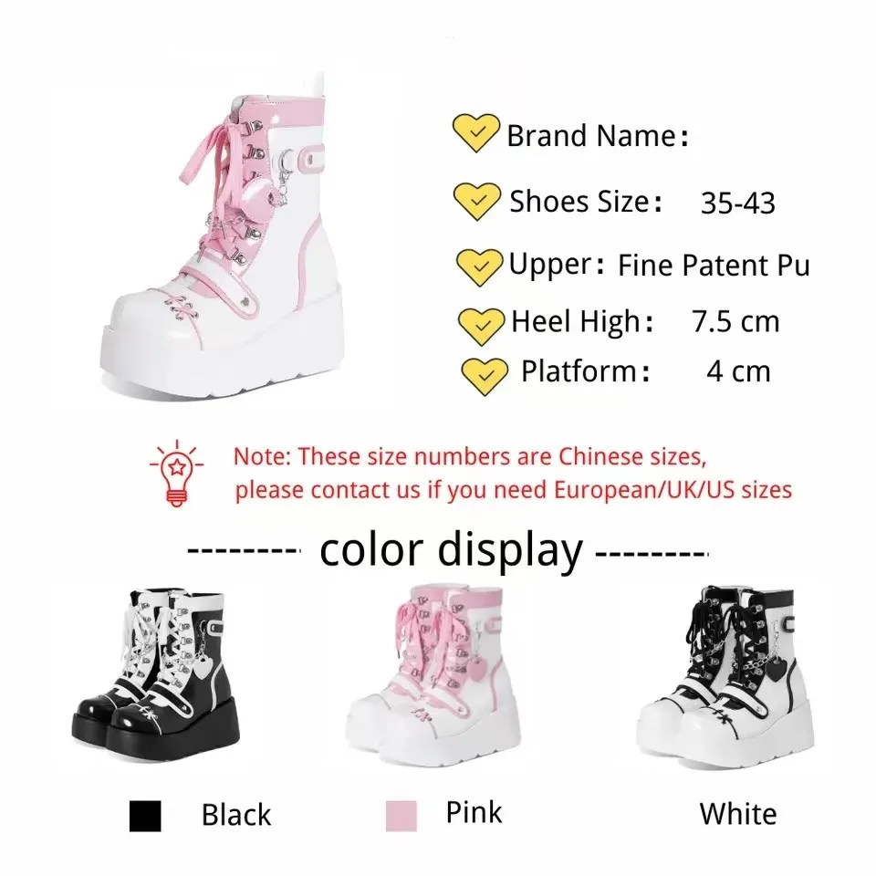 Thick bottom heightening subculture hundred punk biker thick bottom mid-calf boots 2023 female cute spicy girl biker boots