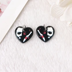 12Pcs Pastel Goth Halloween Charms Two Side Print Acrylic Skull Heart Jewlery Findings For Necklace Diy Making
