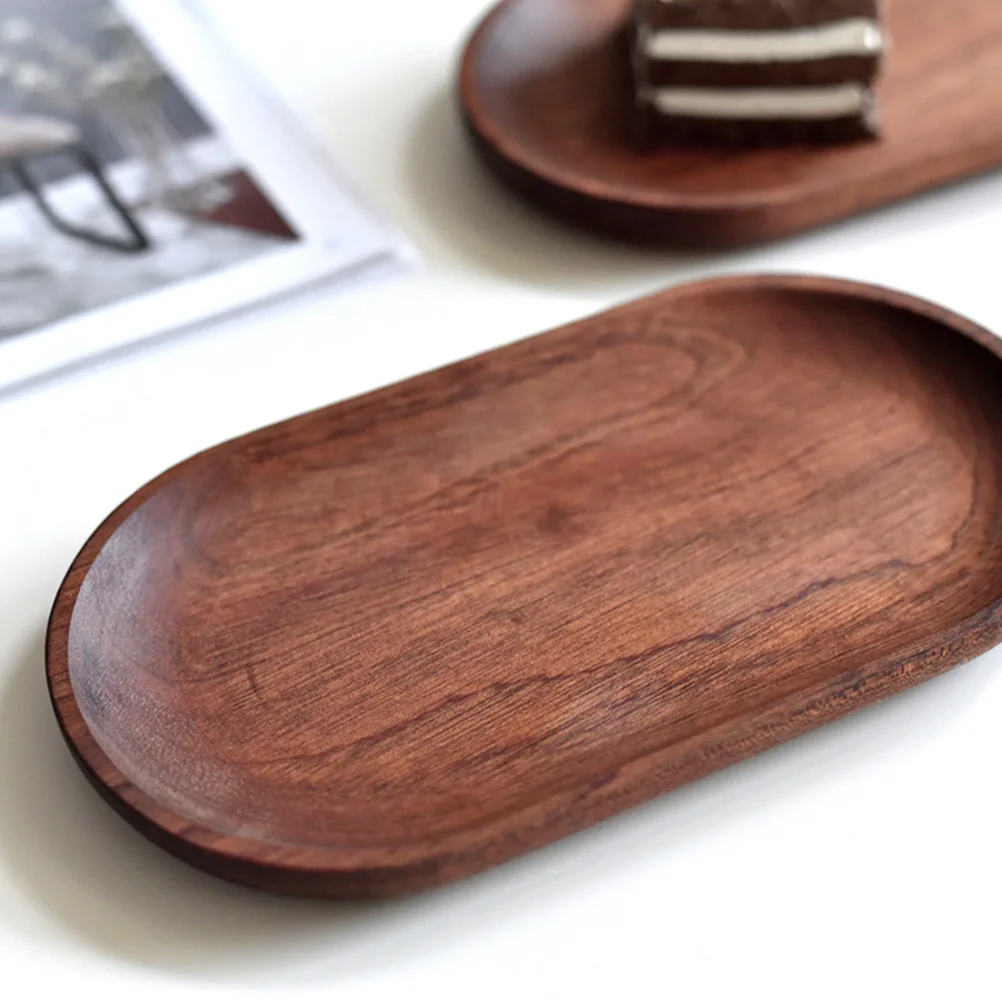 

3Pcs Wooden Serving Tray Oval Snack Plate Decorative Food Plate for Home Party Dessert Display Wood Serving Tray