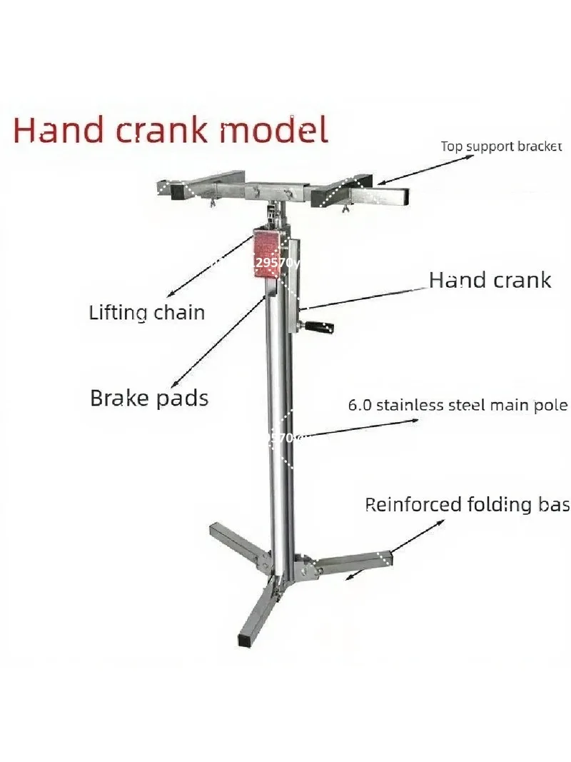 Wall Mounted Hand Crank Bracket Stainless Steel 100KG Load Bearing Lifting Platform Rack