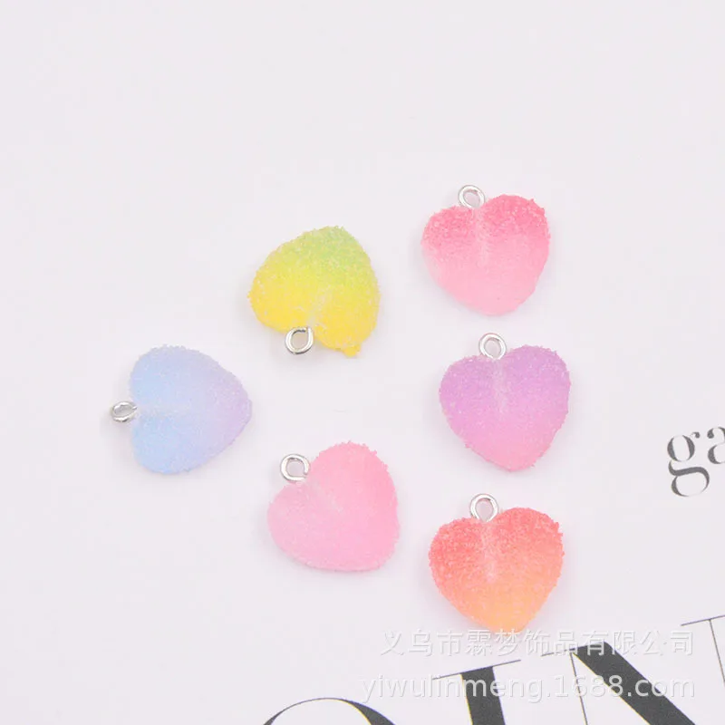 20Pcs Mix Size Colorful Bear Hearts Charms Resin Cabochons Glitter Gummy Candy Necklace Keychain Pendant DIY Making Accessories