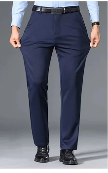 Fashion Men's Plus Size Fit Business Casual Pants Big Tall Classic Dress Pants Elasticity Casual Straight Leg Daily Trousers 3