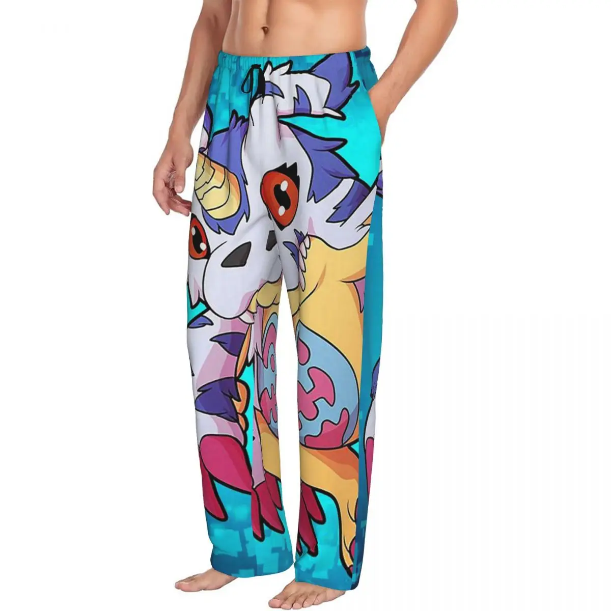 Pantalones de pijama personalizados Digimon para hombre, ropa de dormir para dormir con bolsillos