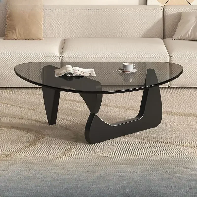 Mesa de centro transparente minimalista nórdica, mesa de centro de cristal para sala de estar, muebles de madera maciza de lujo, mesa de centro