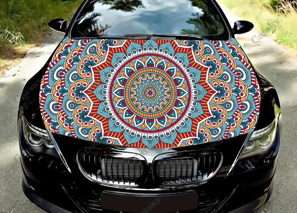 Mandala Pattern Vintage Elements Car Hood Vinyl Stickers Wrap Vinyl Film Engine Cover Decals Sticker on Car Auto Accessories