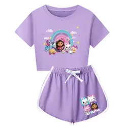 Gabby Style Clothes Kids Gabi Chat T-shirt Shorts 2pcs Sets Girls Fitness Running Outfits Children Short Sleeve Sportsuits