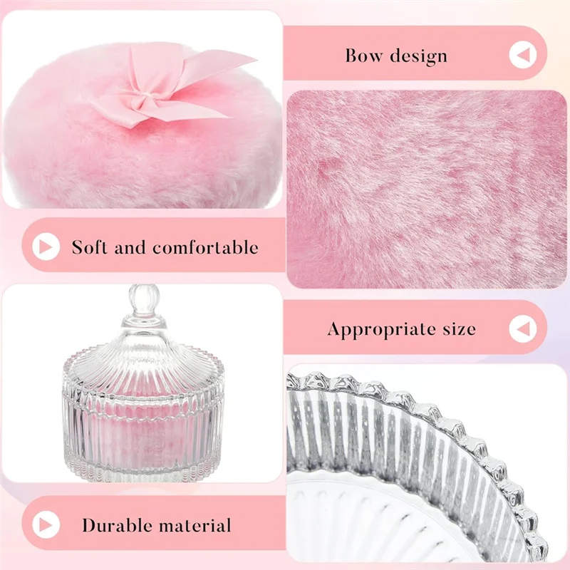 

A47F-3 Pack Large Body Puffsand Containers Powder Containers With Bubble Puffscrystal Containers Soft