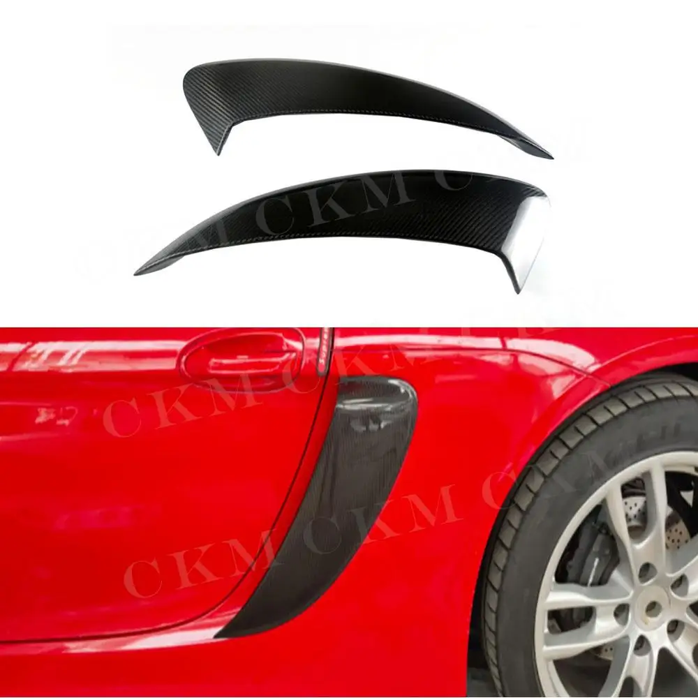 For Porsche 981 Cayman Boxster 2013 2014 2015 Carbon Fiber Bodykits Car Door Side Fender Vents Trims Frame Decoration Cover