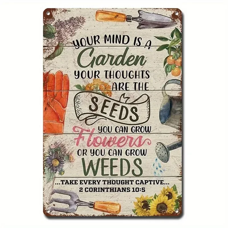 Vintage tuinplanten thema metalen blikken bord retro zonnebloem kamerplant wanddecoratie voor huis patio tuin tuinieren rustieke ijzeren P