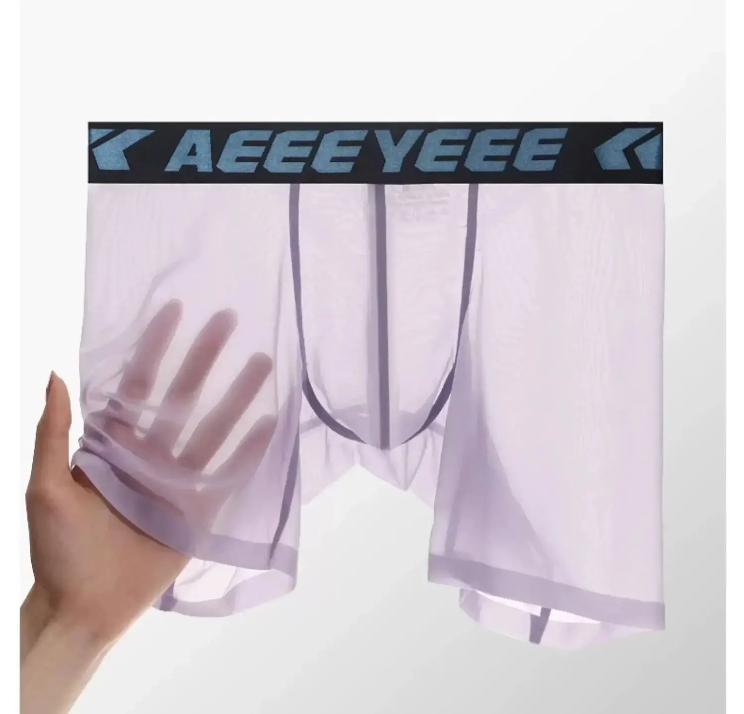 

Underwear men boxer shorts ultra-thin transparent ice silk low waisted youth fully transparent traceless large pouch pant A854