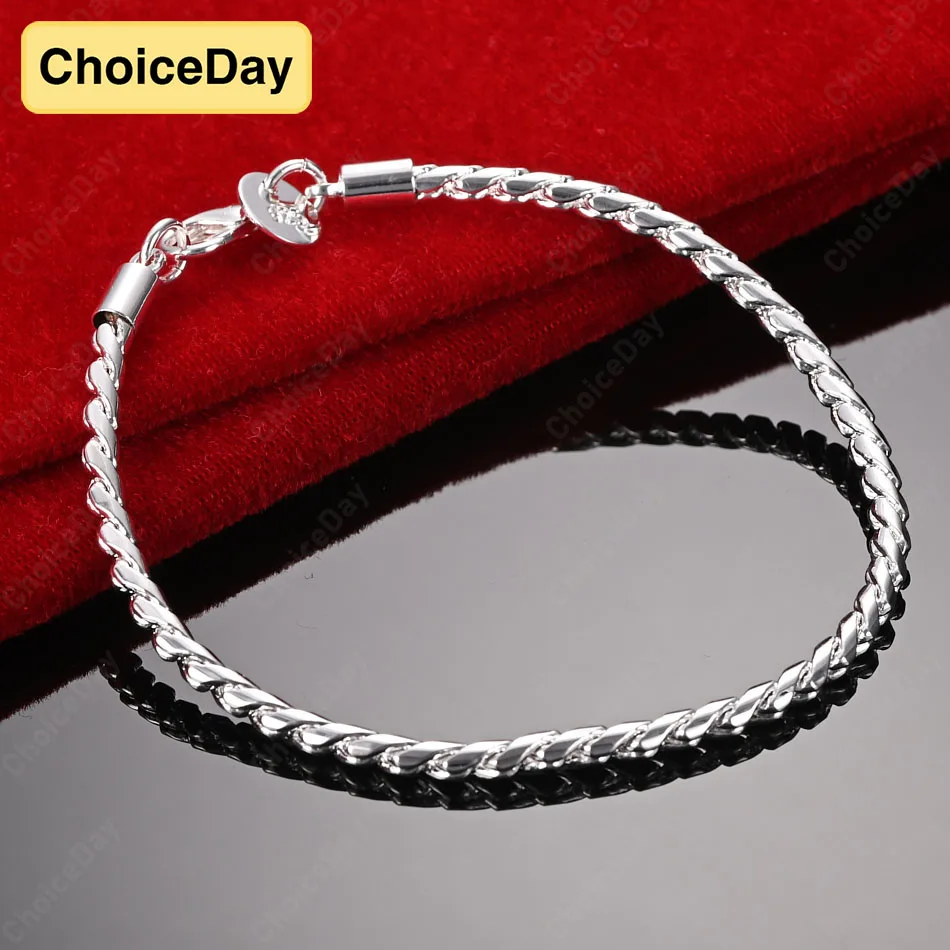 

ChoiceDay стерлингового серебра 925 пробы 8 дюймов 20 см изысканный ультратонкий браслет для мужчин и женщин модные аксессуары подарочные ювелирные изделия
